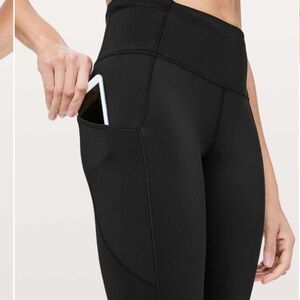 Lululemon Black Fast & Free 7/8 High-Waisted Reflective Nulux Leggings Pants 4